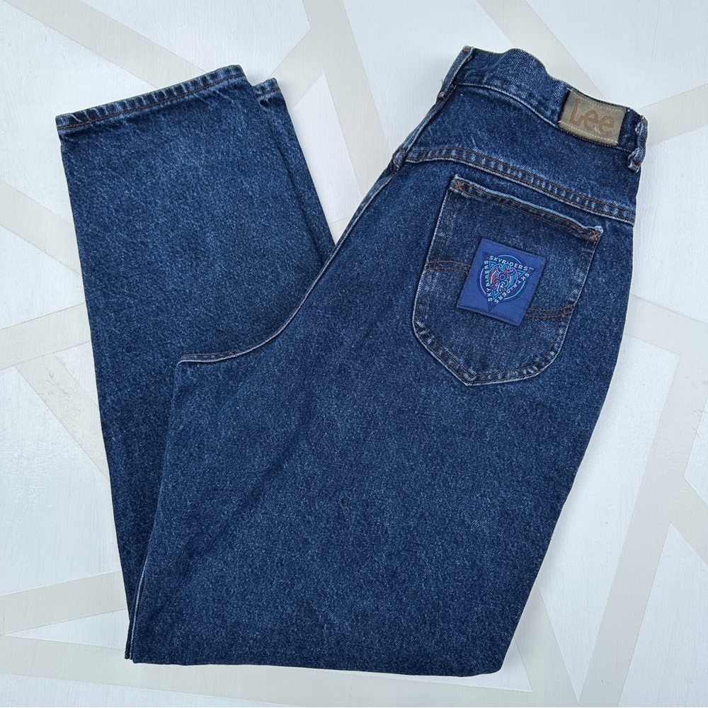 Vintage Lee Skyriders High Rise Pleated Jeans Dark Wash Size 18 - Picture 8 of 9
